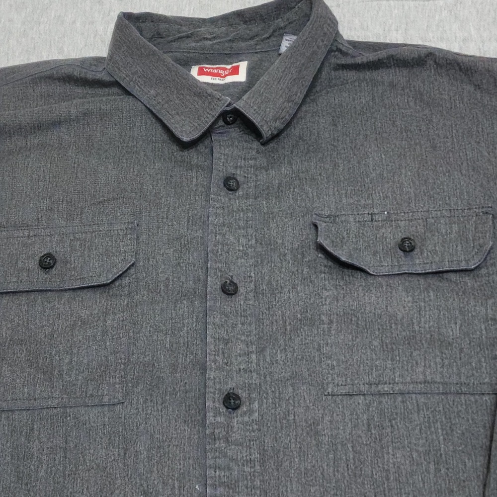 Wrangler Mens 2XL Gray Long Sleeve Button Down Shirt Stretch Workwear